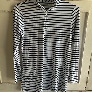 Lands' End Navy (deep sea)  and White Striped Swim Coverup